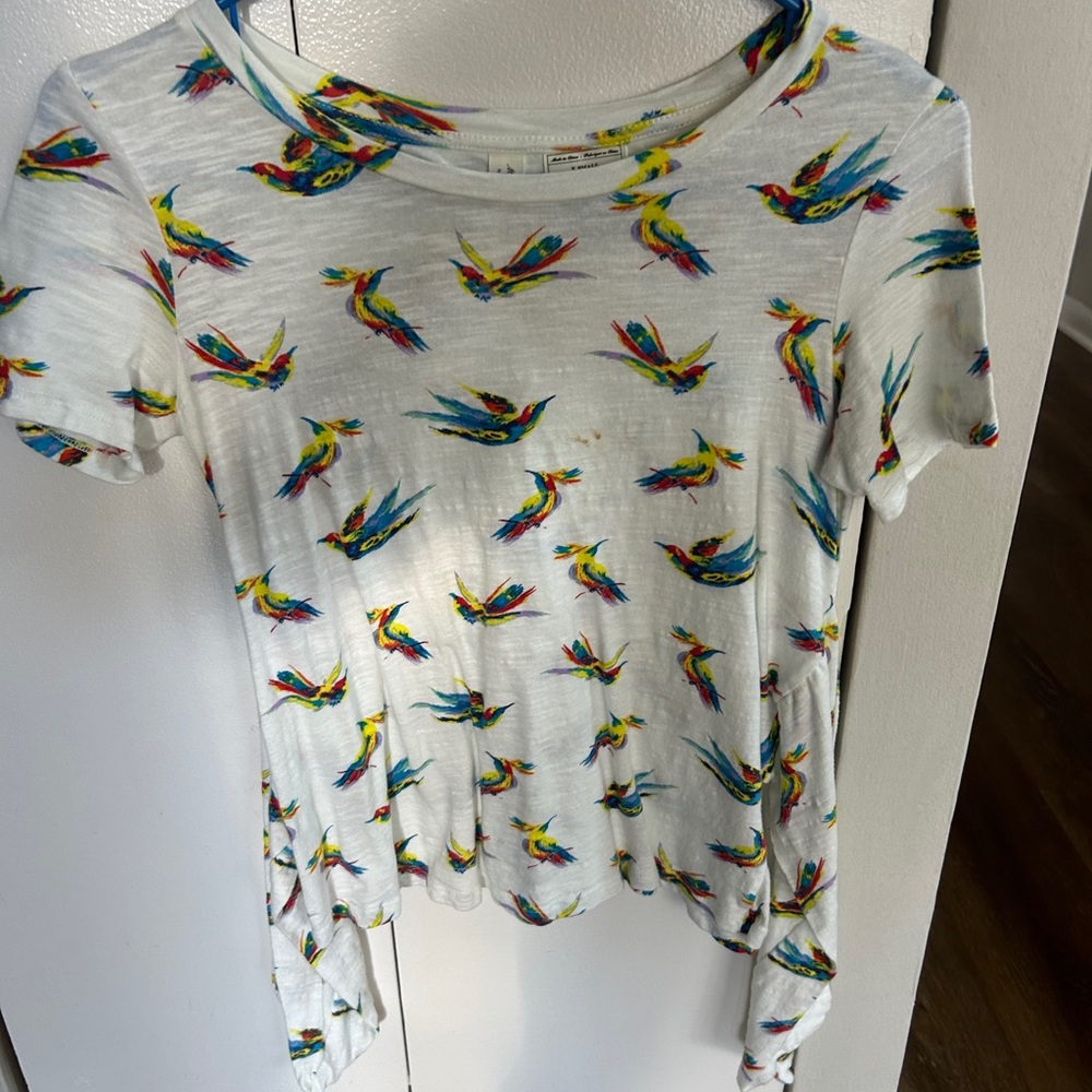 Colorful Bird Print T-Shirt
